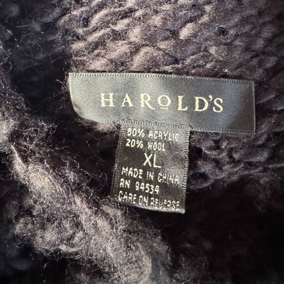 Harolds XL Black Chunky Fuzzy Knit Sweater 80% Acrylic 20% Wool Womens Pullover - Picture 8 of 15